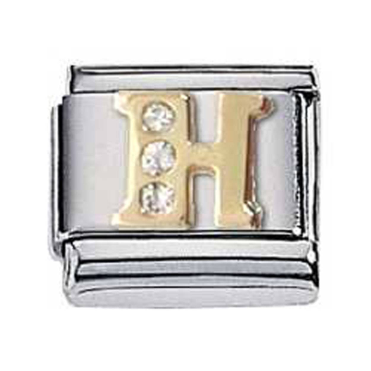 Zoppini edelstaal - 9mm - zirkonia letter H - 312.H