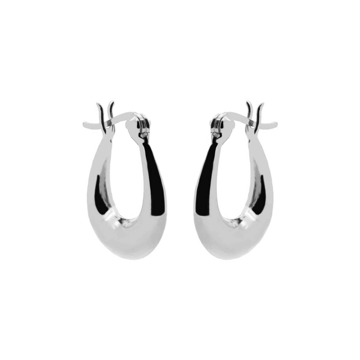 Plain Hoops Oval Drop 13MM Silver