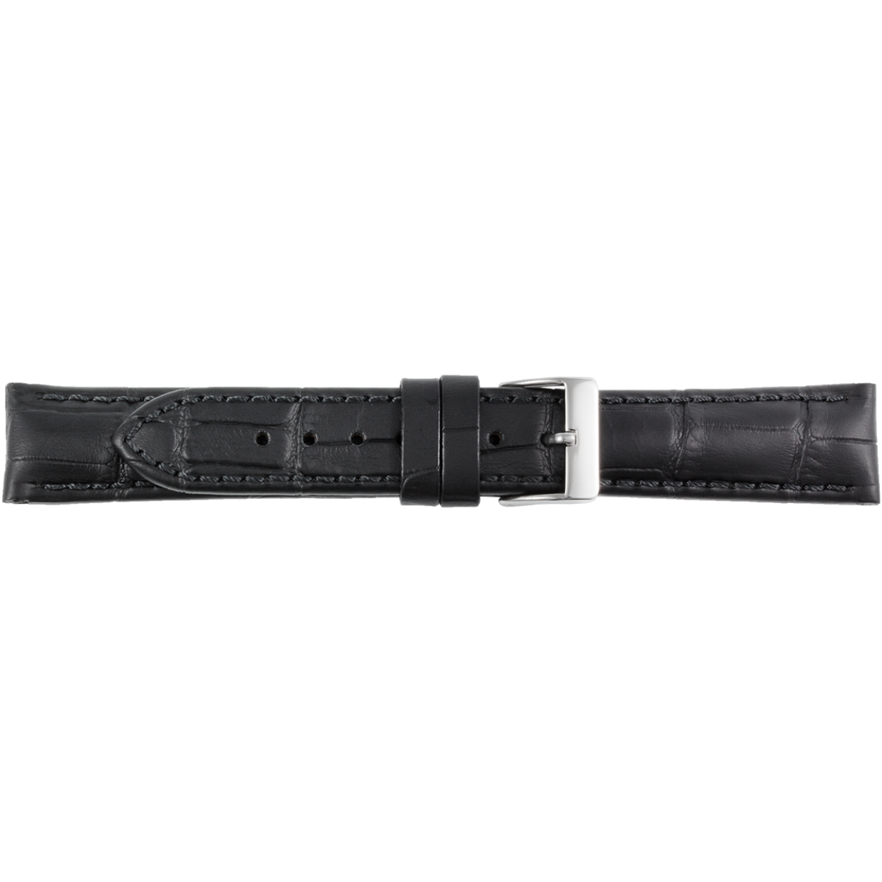 Horlogeband leder 733 kroko print zwart 18mm