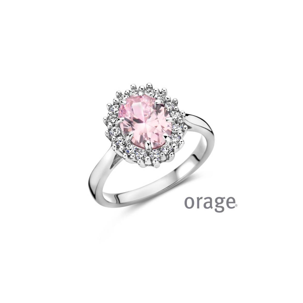 Orage zilveren ring met roze steen
