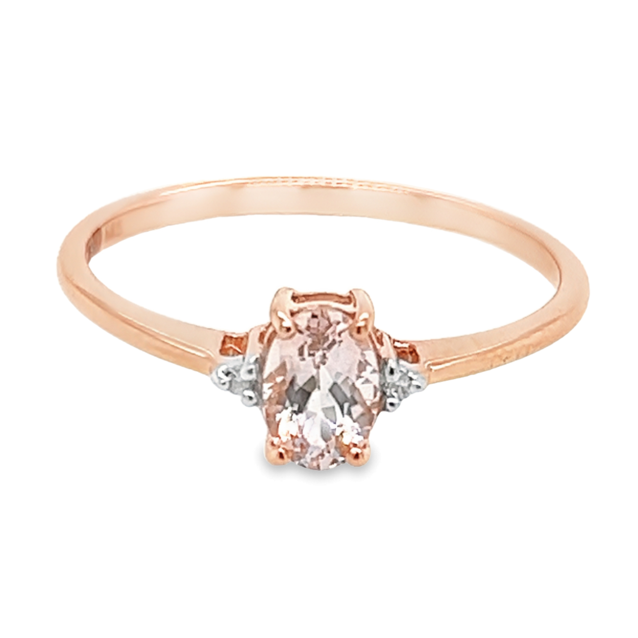 Ros� gouden ring met Morganite en Diamant