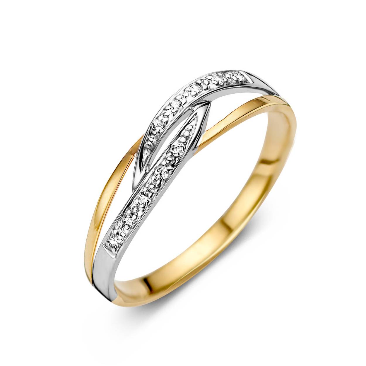Geel gouden ring met 0.04ct briljant 