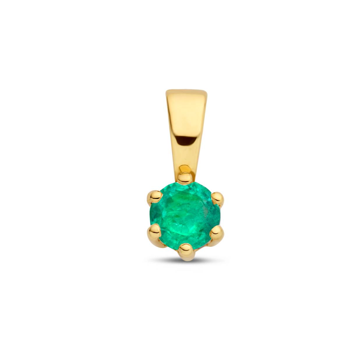 14k Geelgouden geboortesteen hanger uitgevoerd met een schitterende steen. De hanger heeft een afmeting van 9x4.2mm.