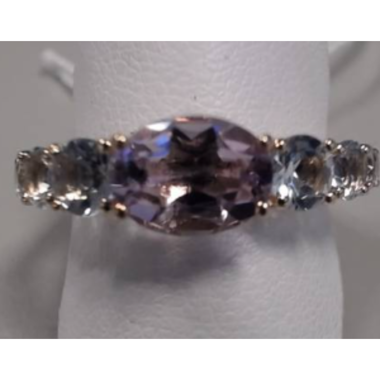 14krt RG Ring Amethyst, Sky Blau Topas