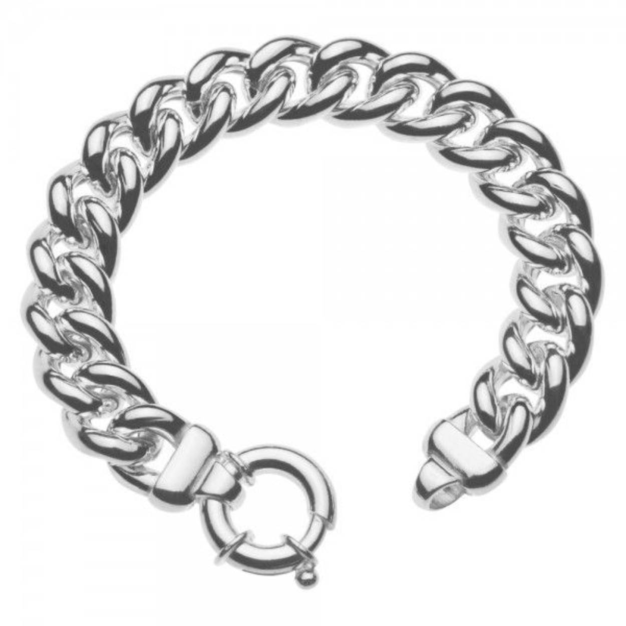 Zilveren gourmette armband met sierslot. Lengte 20 cm draaglengte 19 cm.