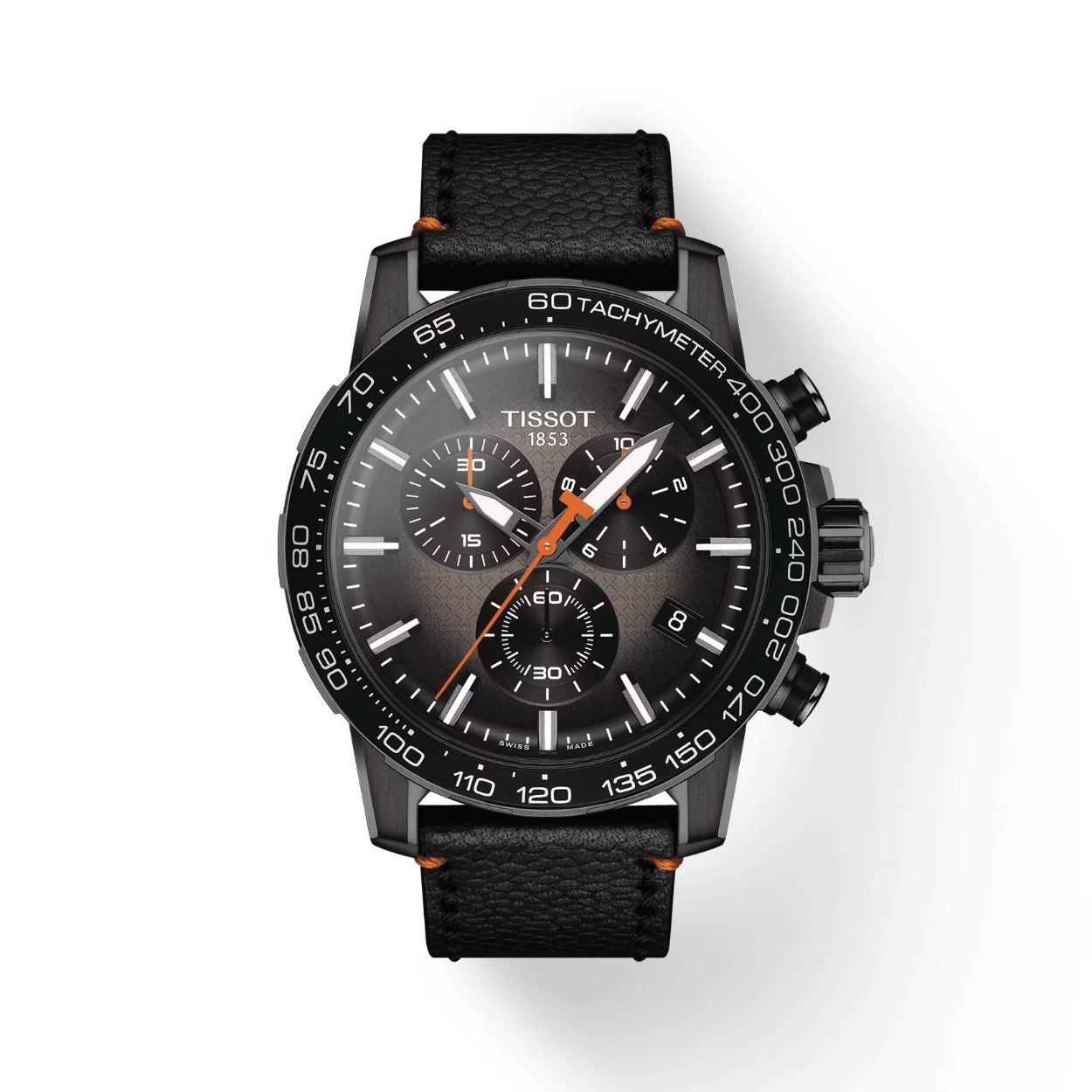 The Supersport Chrono Basketball Edition is a modern and masculine sports chronograph watch that brings together quality Swiss watchmaking and design with the high-energy dynamics inspired by Tissot’s long association with basketball. The gradient black dial with an original basketball net pattern and orange corner stitching on the bracelet are a nod to this discipline and its culture. With a 45.5 mm stainless steel case with black-PVD coating