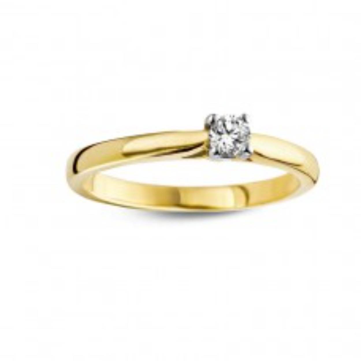 ring in witgoud met briljant 0.12ct 
solitaire model
