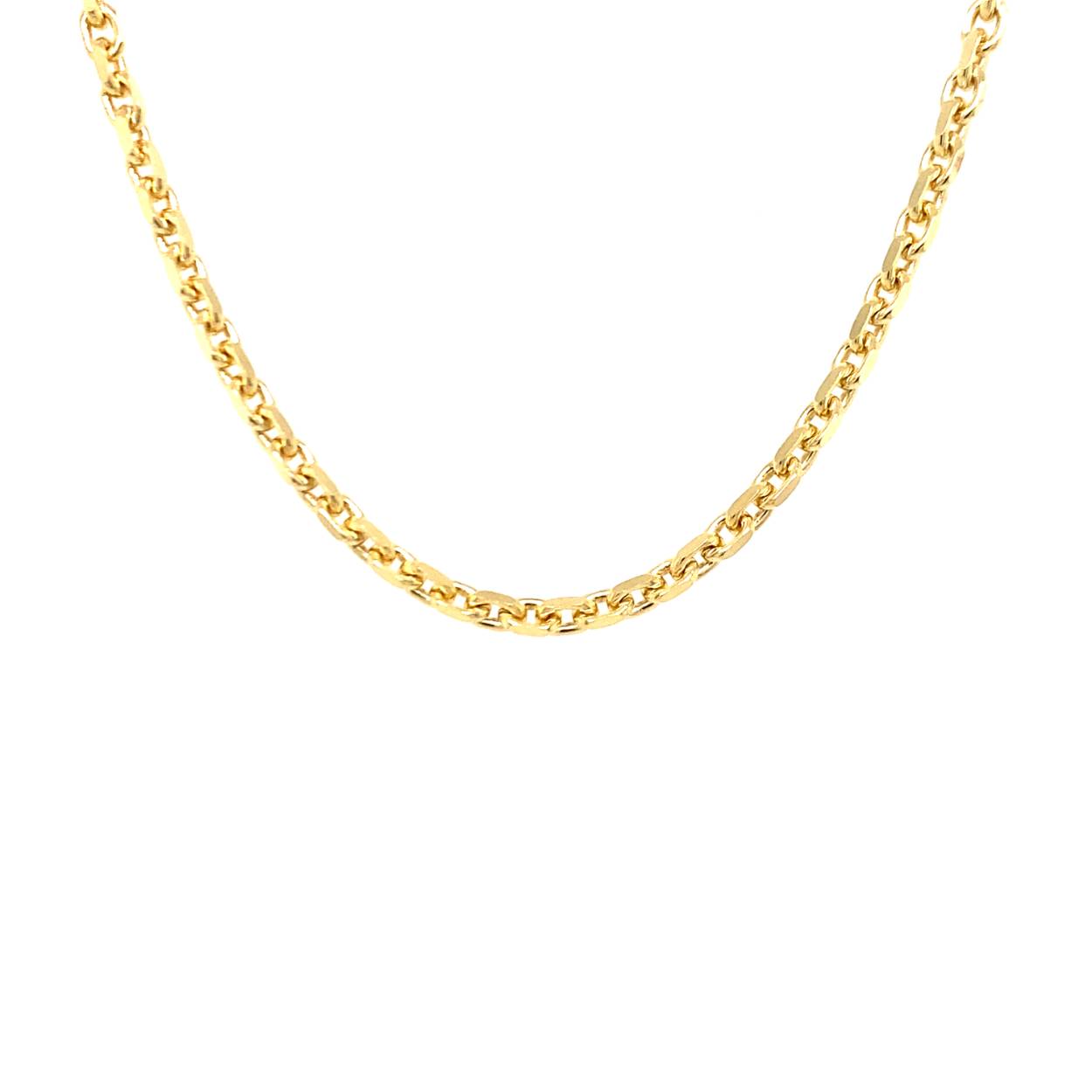 14k geelgoud collier geslepen anker op 60 cm lengte