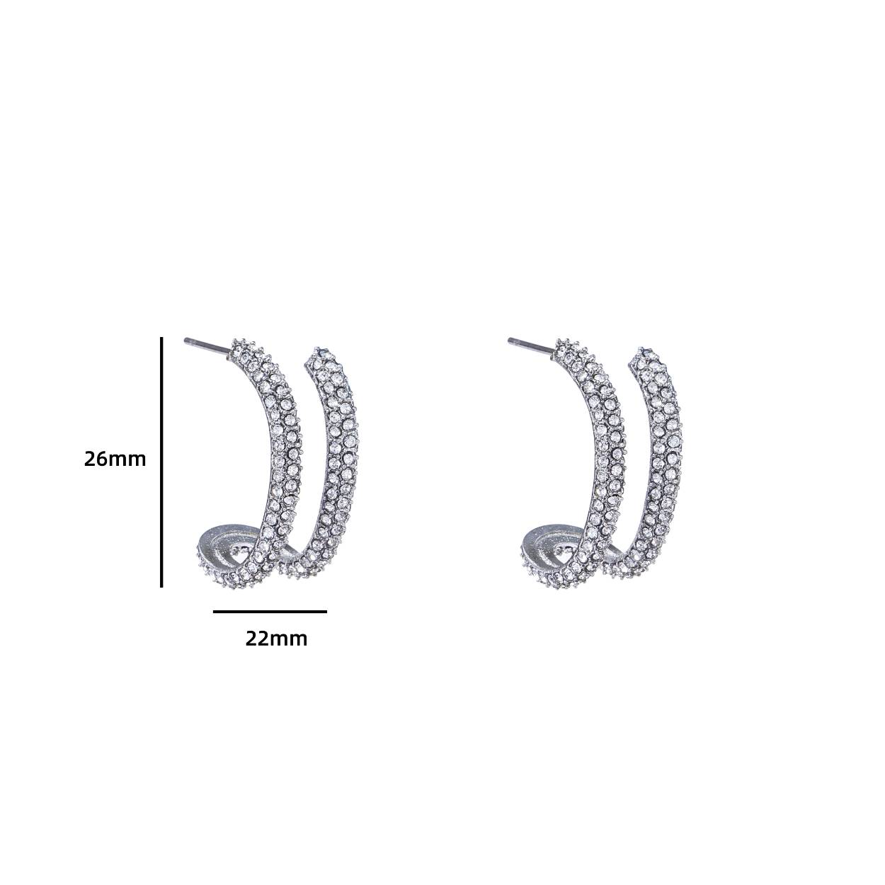2 Line Hoop - RH + Crystal
E4354-1