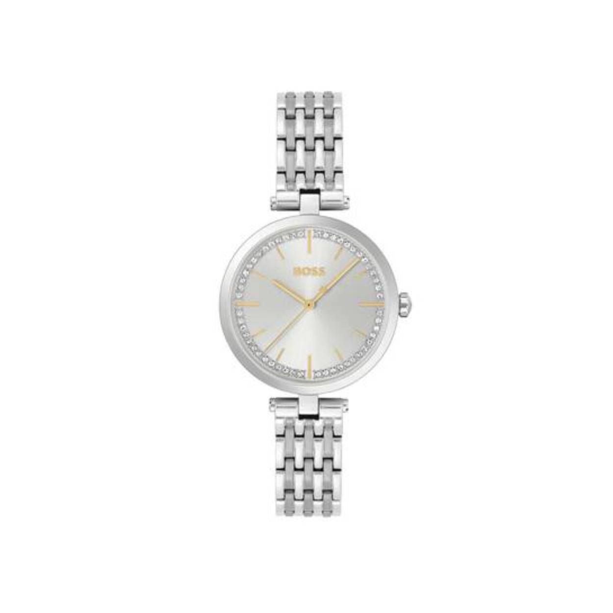 BOSS HB1502704 ESSENA 32mm  
Dit BOSS horloge uit de Essena serie met artikelnr: HB1502704 heeft een chique uitstraling. Het dameshorloge heeft een zilverkleurige stalen horlogekast met een gladde bezel en een zilverwitte wijzerplaat met een ronde rand kristallen. De fijne wijzers geven het horloge een stijlvolle uitstraling. Aan de kast zit een speciale aanzet met een zilverkleurige fijne schakelband met druksluiting. De kast van het horloge heeft een doorsnee van 32mm met mineraalglas en is 3 ATM. 

HET MERK:
HUGO BOSS is afgestemd op levensstijlen waar het gaat om kwaliteit en precisie. Het wereldwijde fashionlabel is verdeeld in twee merken: BOSS en HUGO. Het merk BOSS biedt geavanceerde, moderne horloges gericht op kwaliteit en design om een onberispelijke look te creëren – of het nu zakelijk, casual of sportief is. De horloge collectie van BOSS is perfect afgestemd op levensstijlen waar het gaat om kwaliteit en precisie. BOSS is op maat gemaakt in een onberispelijke stijl.

Blijf stijlvol bij de tijd. Voor de BOSS-vrouw is stijl het handelsmerk en draait alles om
details. Breng uw look naar een hoger niveau met onze nieuwe en kenmerkende horlogecollectie.

SPECIFICATIES:
- Mineraalglas
- Ronde kastvorm, Ø 32mm
- Zilverkleurige stalen horlogekast
- Zilverwitte wijzerplaat
- Zilverkleurige schakelband