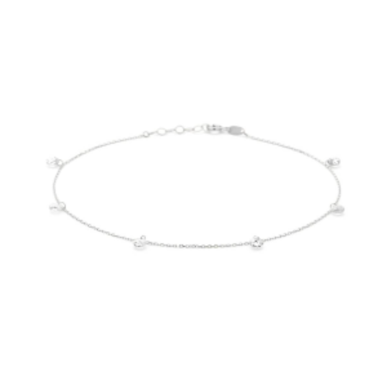 Gerhodineerd 925 zilveren enkelbandje uitgevoerd met zirkonia en een karabijnsluiting. Het enkelbandje heeft een draaglengte van 24cm met een extensie van 2cm. De schakelbreedte is 1mm.