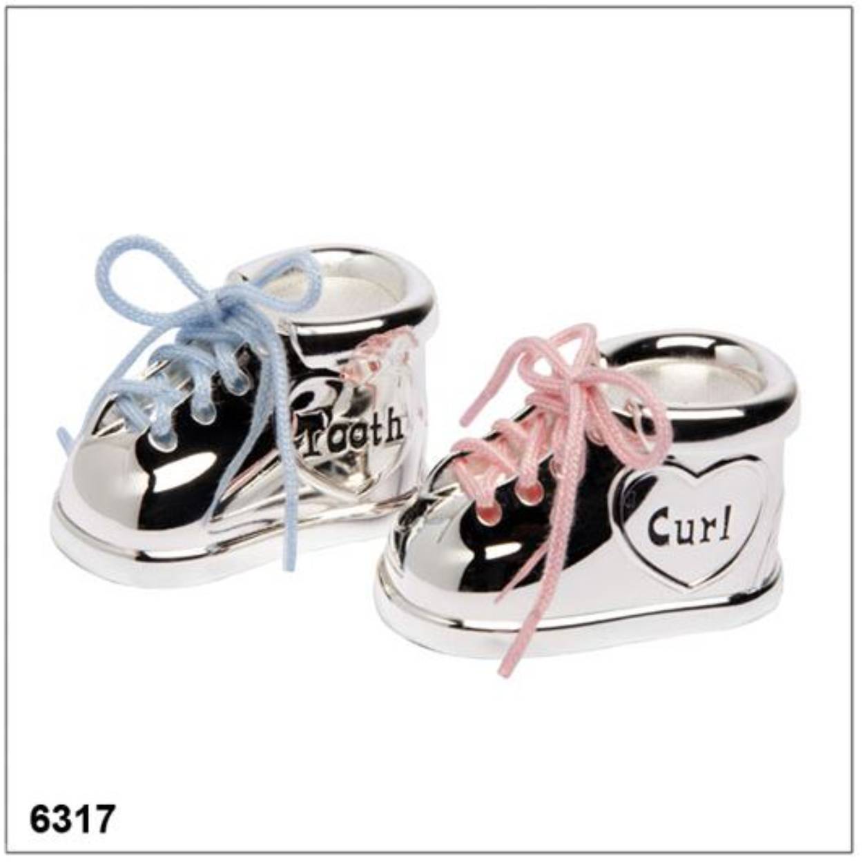 Verzilverd tand-haarlokdoosje schoen, erg leuk als geboortegeschenk