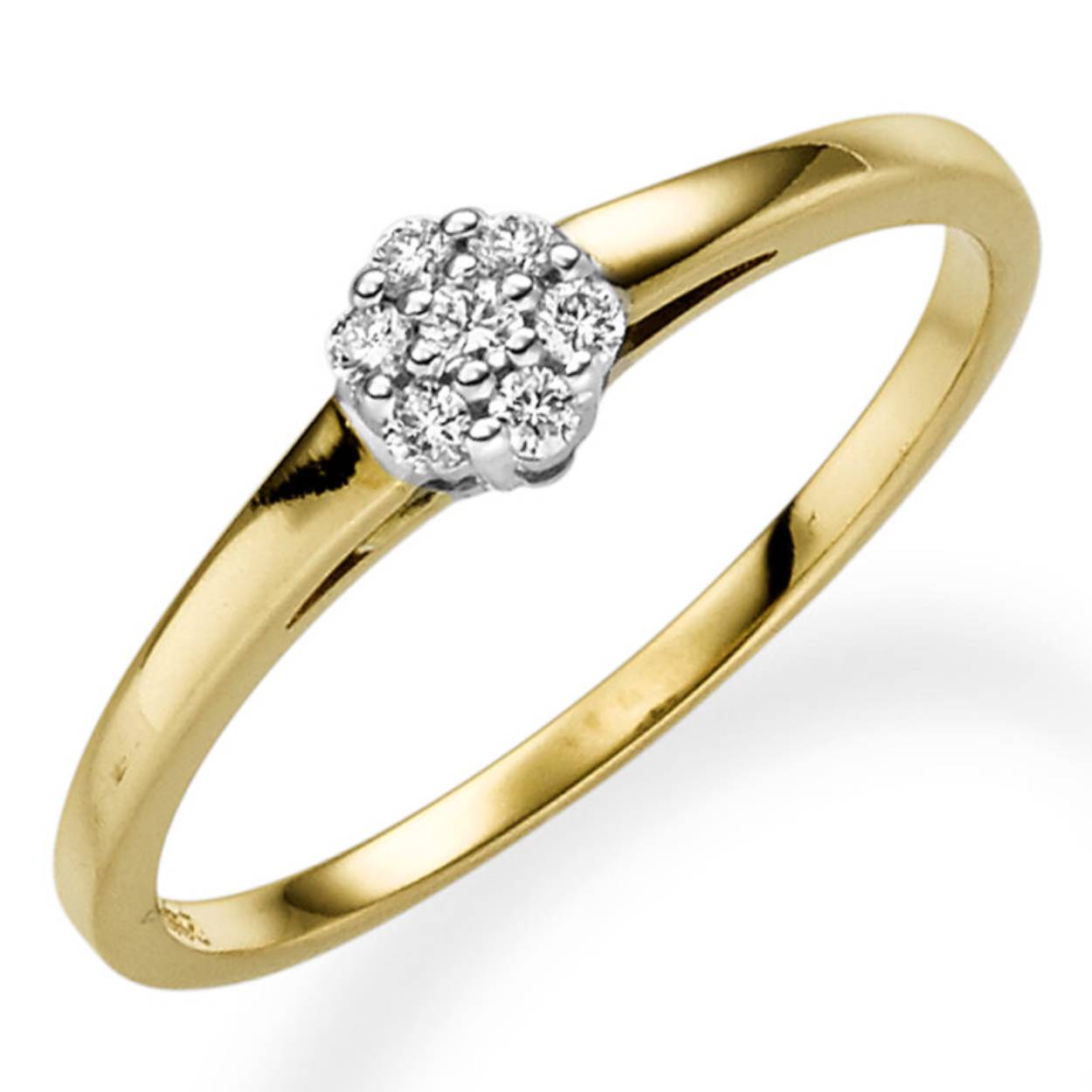 14k gouden diamanten Rozet Ring 7 Steens 7-0.17 caraat G SI
