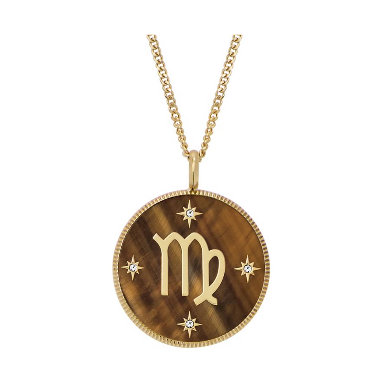Kies voor een persoonlijk sieraad met deze ketting met sterrenbeeld uit onze Written in the Stars collectie. De stralende goudkleurigige roestvrijstalen ketting en glanzend goudkleurigige parelmoeren hanger geven elke look een moeiteloos vleugje luxe. Een elegante toevoeging aan elke sieradencollectie.
