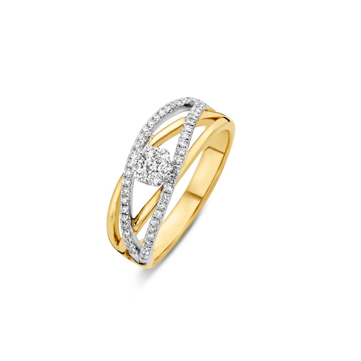 Bicolor 18 kt ring 0.39ct brilj