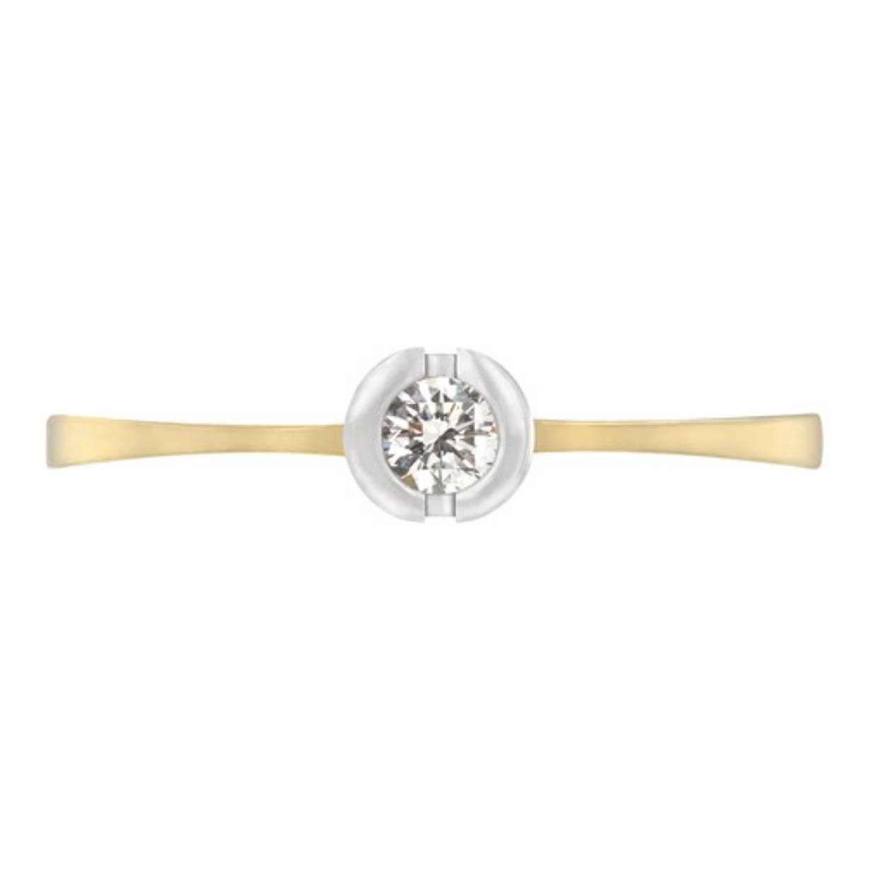 Bicolor solitair briljant ring 