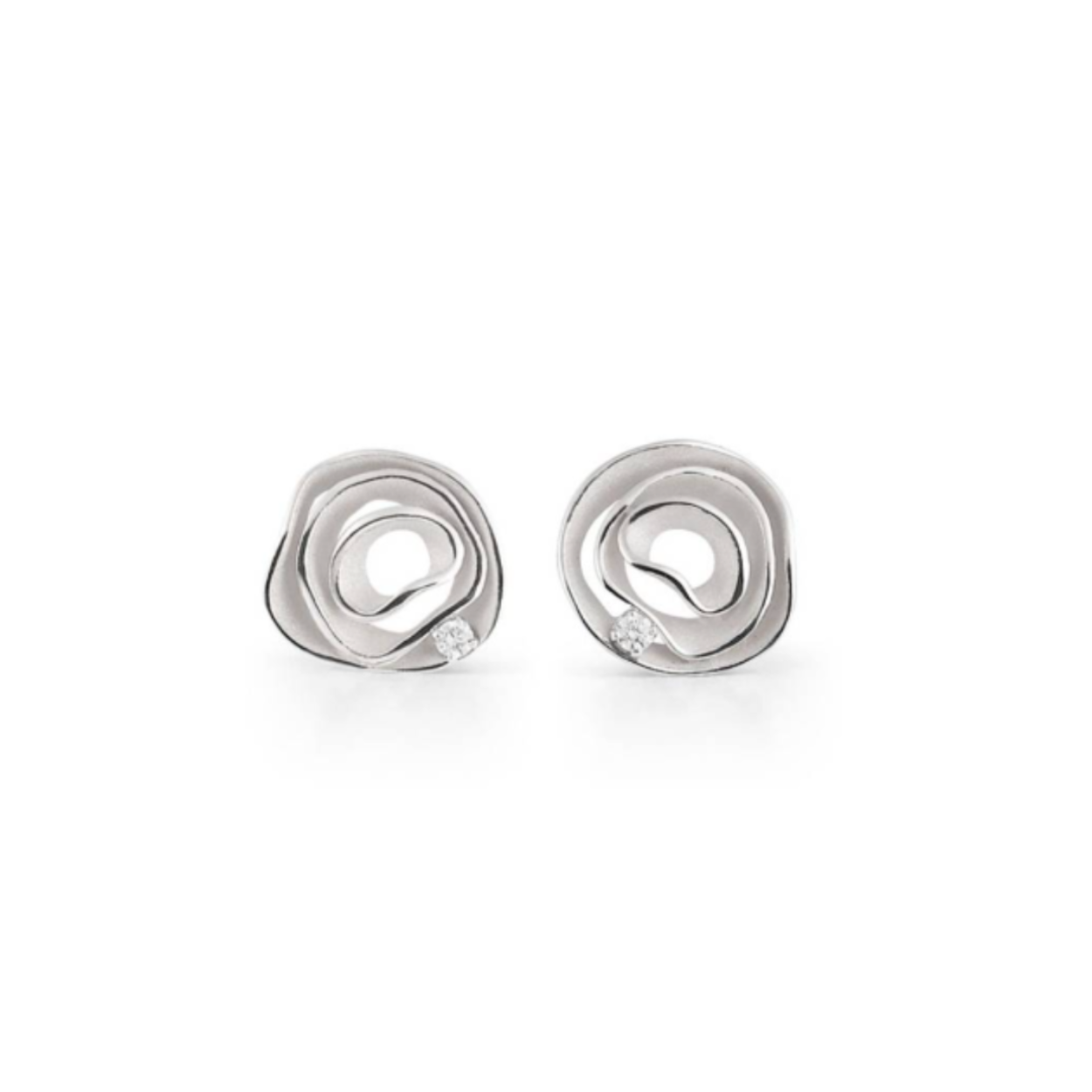 Dune Series oorstekers, 18Kt White Ice Gold met diamanten 0.08ct