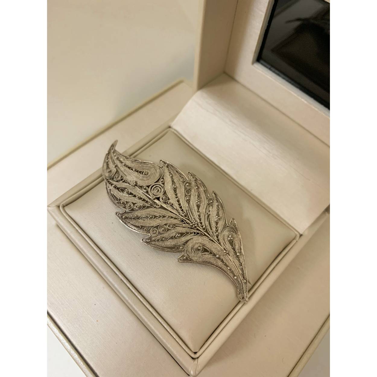 VINTAGE zilveren broche - veer