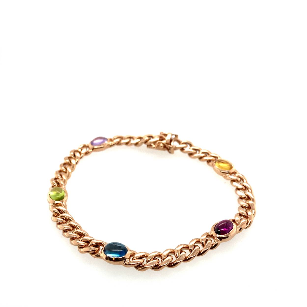 monzario rose gouden armband met Amethist, peridoot, topaas, rhodoliet en citrien. 968A Rose