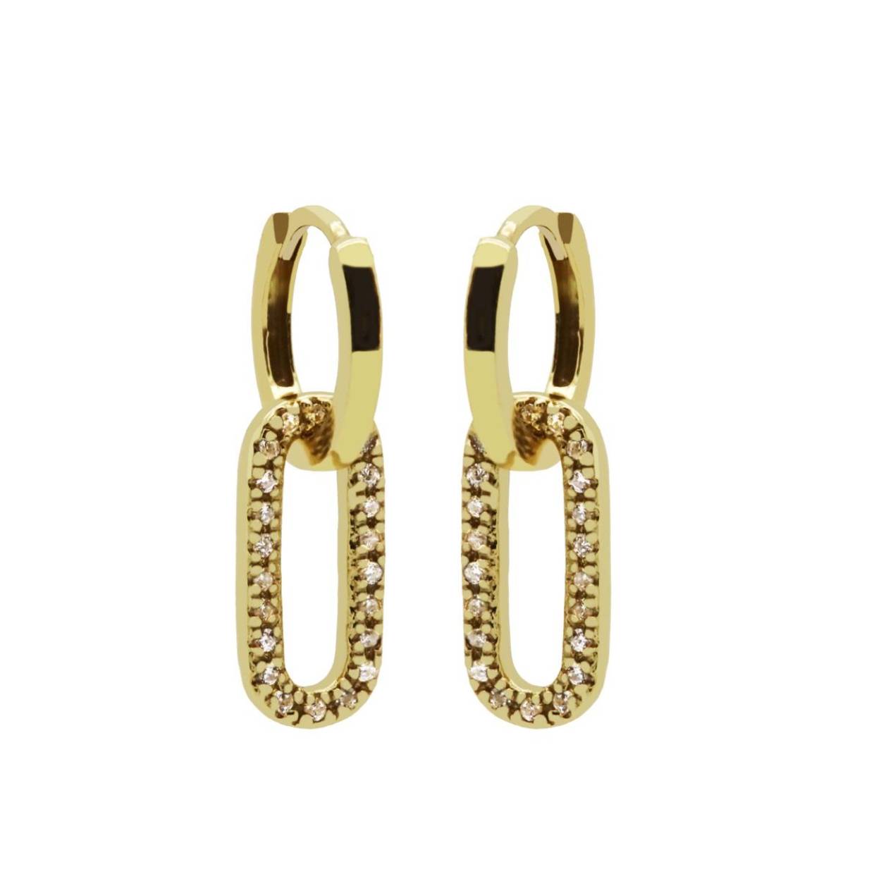 Plain Hinged Hoops Small Zirconia Dangling Round Square Goldplated