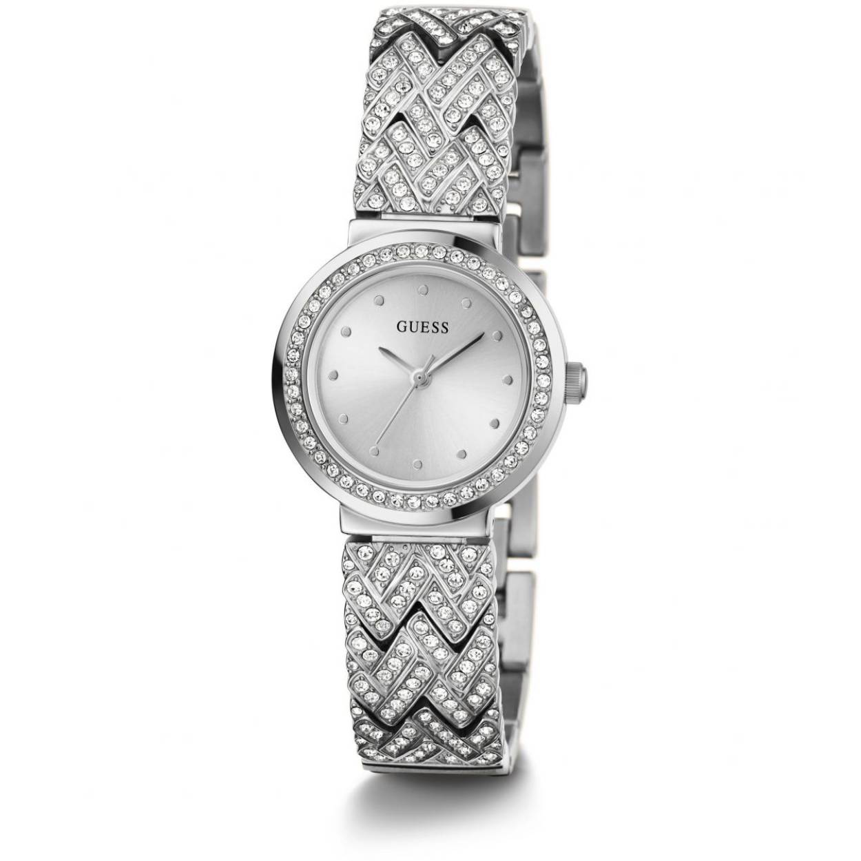 Guess horloge met stalen band en zirkonia.