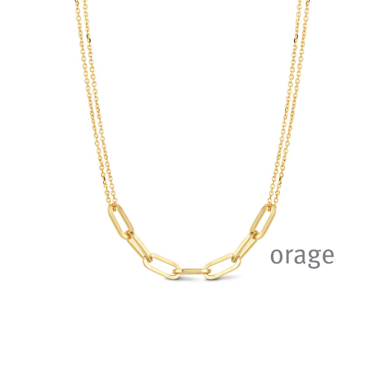 Ketting met 7 open schakels - Materiaal: 925 zilver, verguld - Lengte: 40 cm + 3 cm - Bijhorende armband ook verkrijgbaar