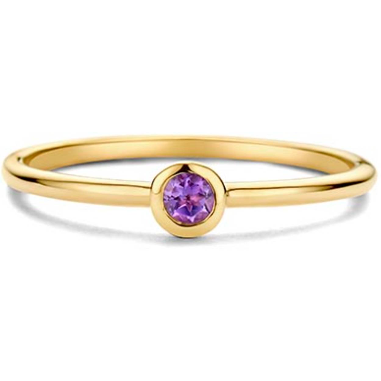 gouden Swing ring, geboortesteen FEB (amethist) mt54