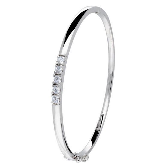 Bangle zilver zirconia. 3x60mm. 104.1142.03