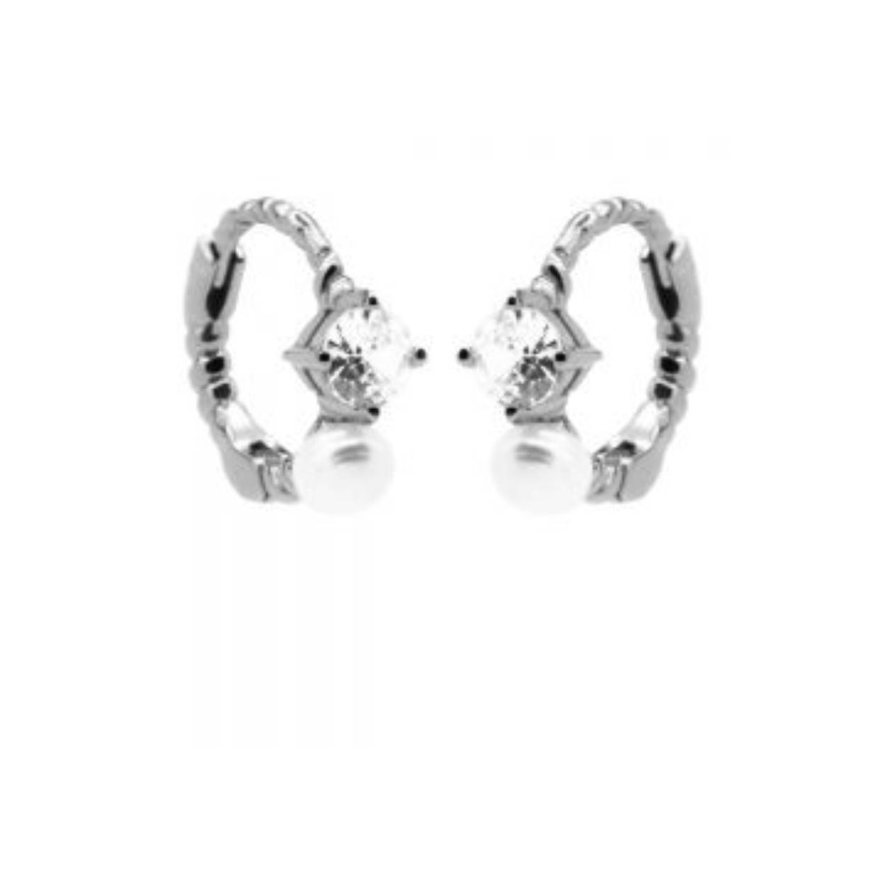 Plain Hinged Hoops In Pearls Silver 13MM