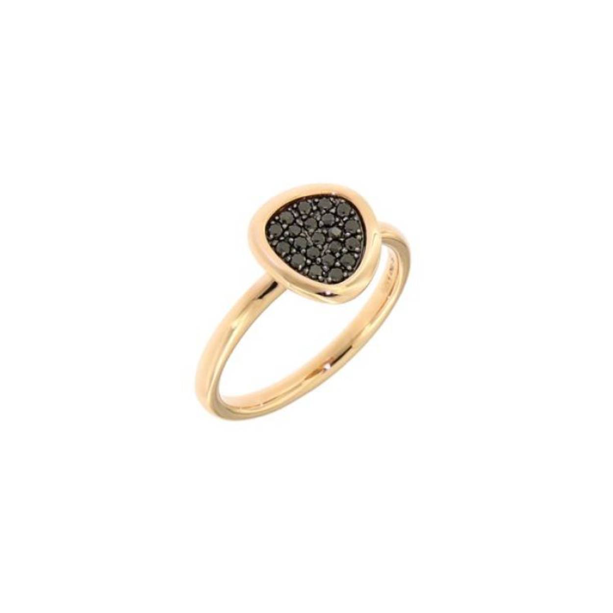 Geelgouden DROP ring van Peroni & Parisi met zwarte diamant