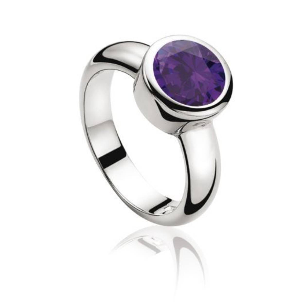 ZINZI zilveren ring met grote zirconia steen in de kleur paars. Vervaardigd van eerste gehalte zilver (925) en met extra rodiumlaag voor een langdurige glans.