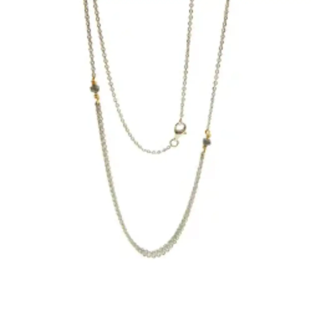 Halsketting - Rhodium/Verguld met Antraciet Ruwe Diamanten
