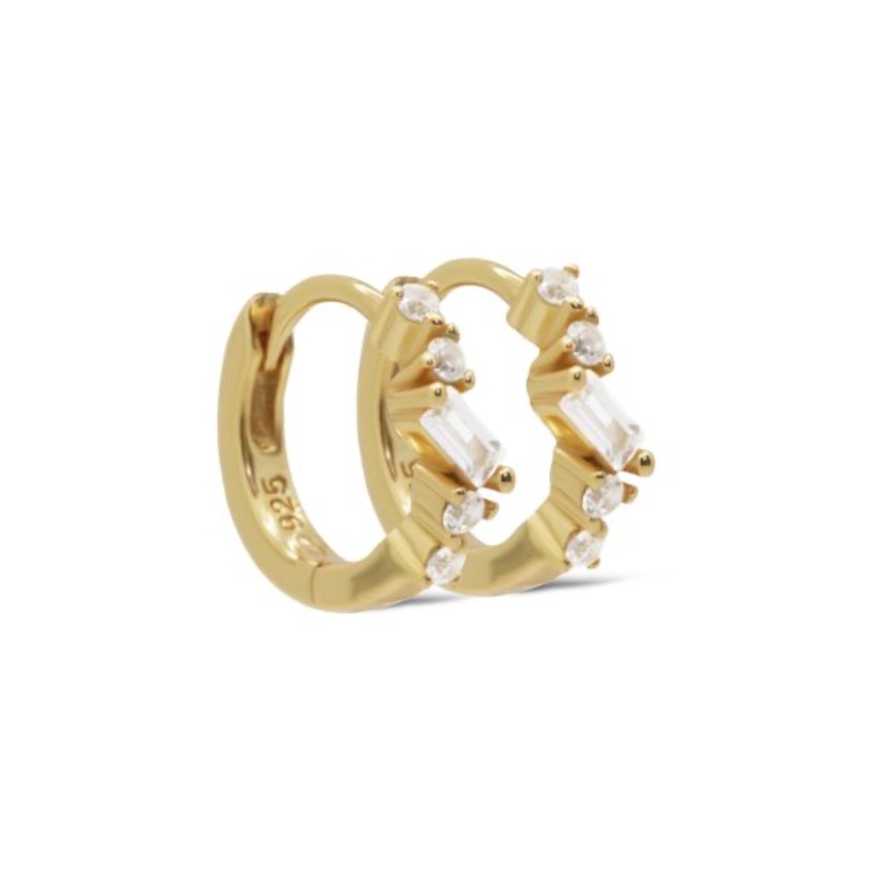 H500GP Karma oorringen Jilly | zilver verguld | zirkonia's | 12mm 