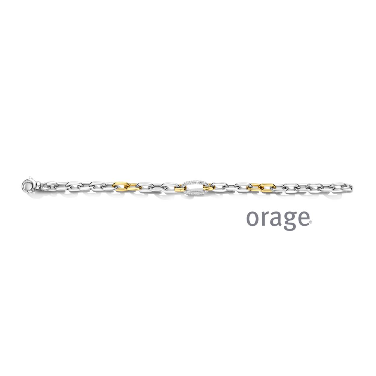 Orage armband bicolor zilver met zirkonia steentjes 