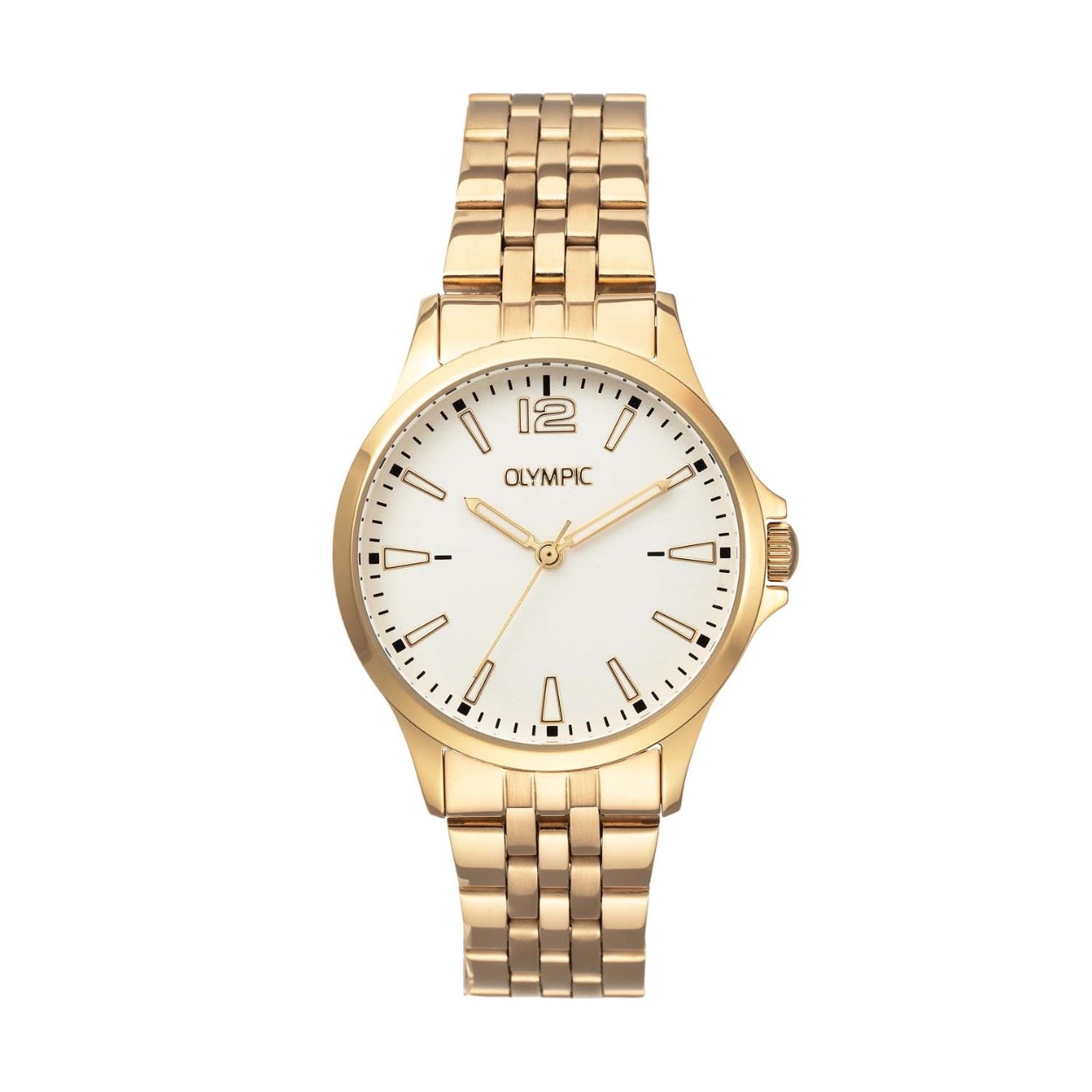 Olympic OL72DDD013 Dani Horloge Staal 32mm 
Dit unieke Olympic horloge met artikelnummer: OL72DDD013 is een dameshorloge met een classic sportieve uitstraling. Het horloge heeft een ronde goudkleurige stalen kast met een witte wijzerplaat met de 12, streepjes en lumibrite accenten. Aan de kast zit een goudkleurige stalen schakelband met vouwsluiting. Het horloge heeft een mineraalglas, een doorsnee van 32mm en is 5ATM.

Het merk:
Een mooi horloge hoeft niet duur te zijn! Het Nederlandse horlogemerk Olympic levert stoere chronografen, slimline series, digitale uurwerken en elegante dameshorloges. De prijs-kwaliteitverhouding staat bij Olympic hoog in het vaandel met prijzen die uiteenlopen van € 34,95 tot en met € 159,00.

100% Nederlands ontwerp, waterdicht en standaard 3 jaar fabrieksgarantie.

Specificaties:
- Ronde kast Ø 32mm
- Stalen horlogekast
- Witte wijzerplaat
- Stalen goudkleurige schakelband
- 5ATM 
- Standaard 3 jaar fabrieksgarantie
- Mineraalglas