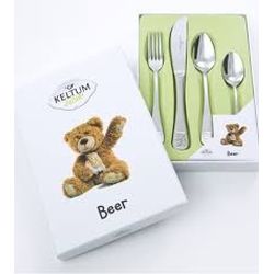 4-delig bestek set, gemaakt van edelstaal, vaatwasser bestendig. Mooi geboorte geschenk, wij graveren voor u het bestek kosteloos.