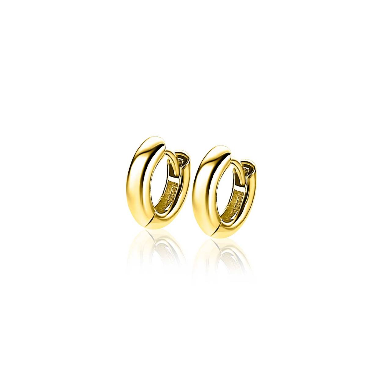 ZINZI goldplated zilveren gladde oorringen met 3mm buisdikte en luxe klapsluiting ZIO189G 12MM