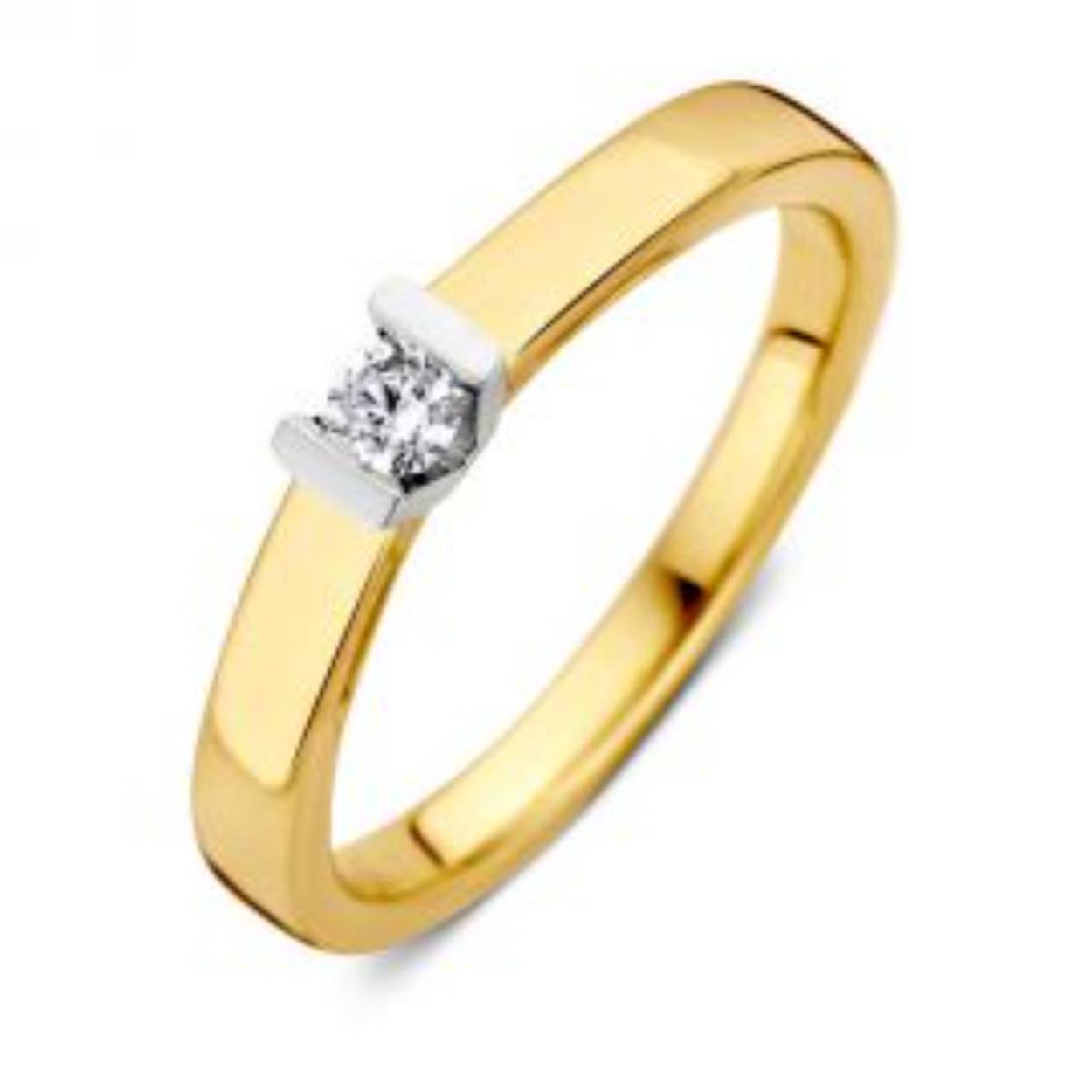 Ring bicolor briljant 0,10crt Maat 56