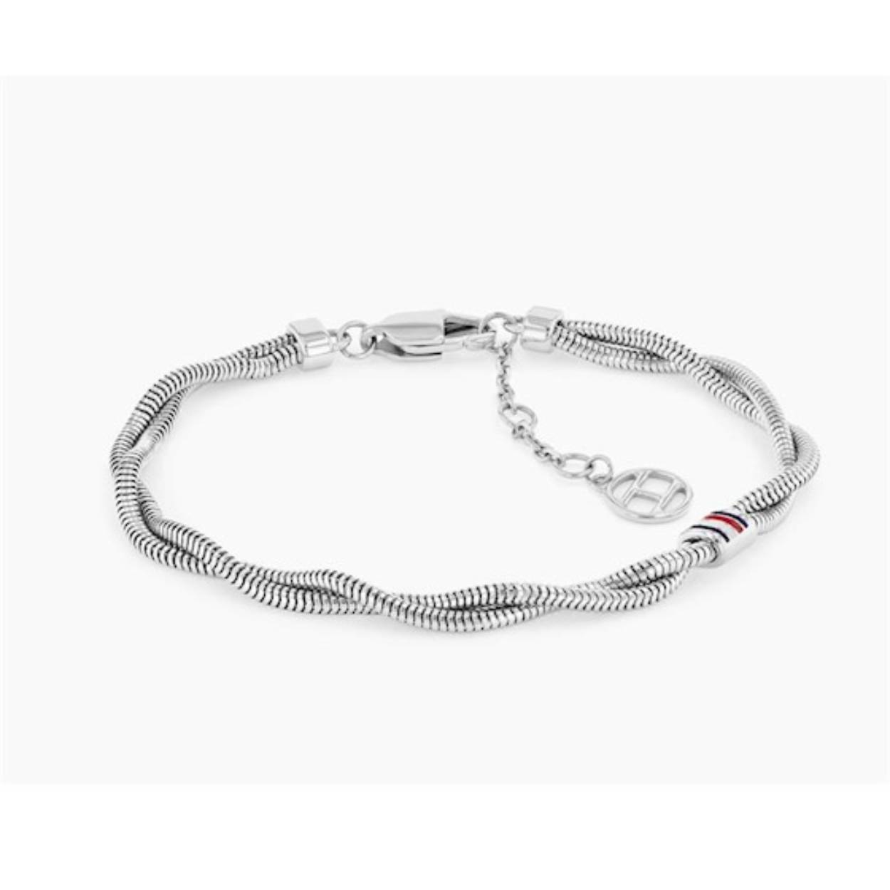 Gedraaide snake armband zilverkleurig edelstaal 20 cm 
