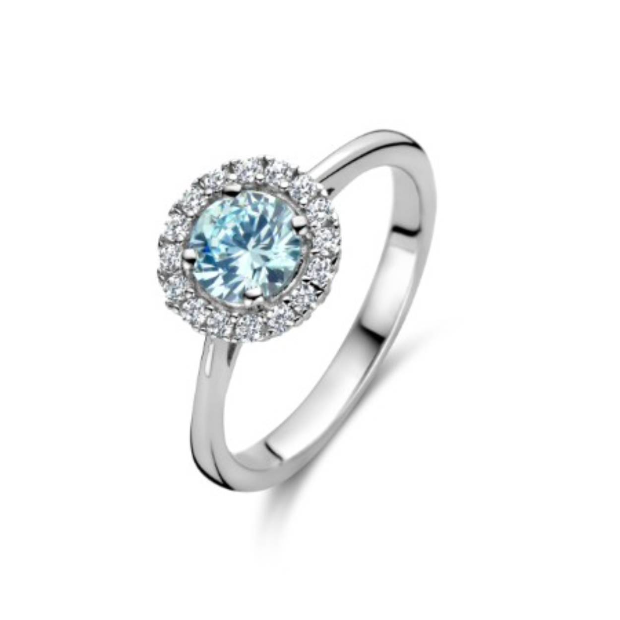 Zilveren ring lichtblauwe steen 