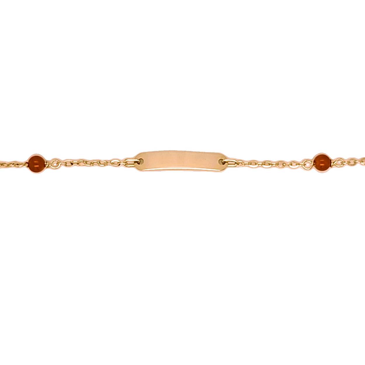 geelgouden baby plaatarmband met bloedkoraaltjes