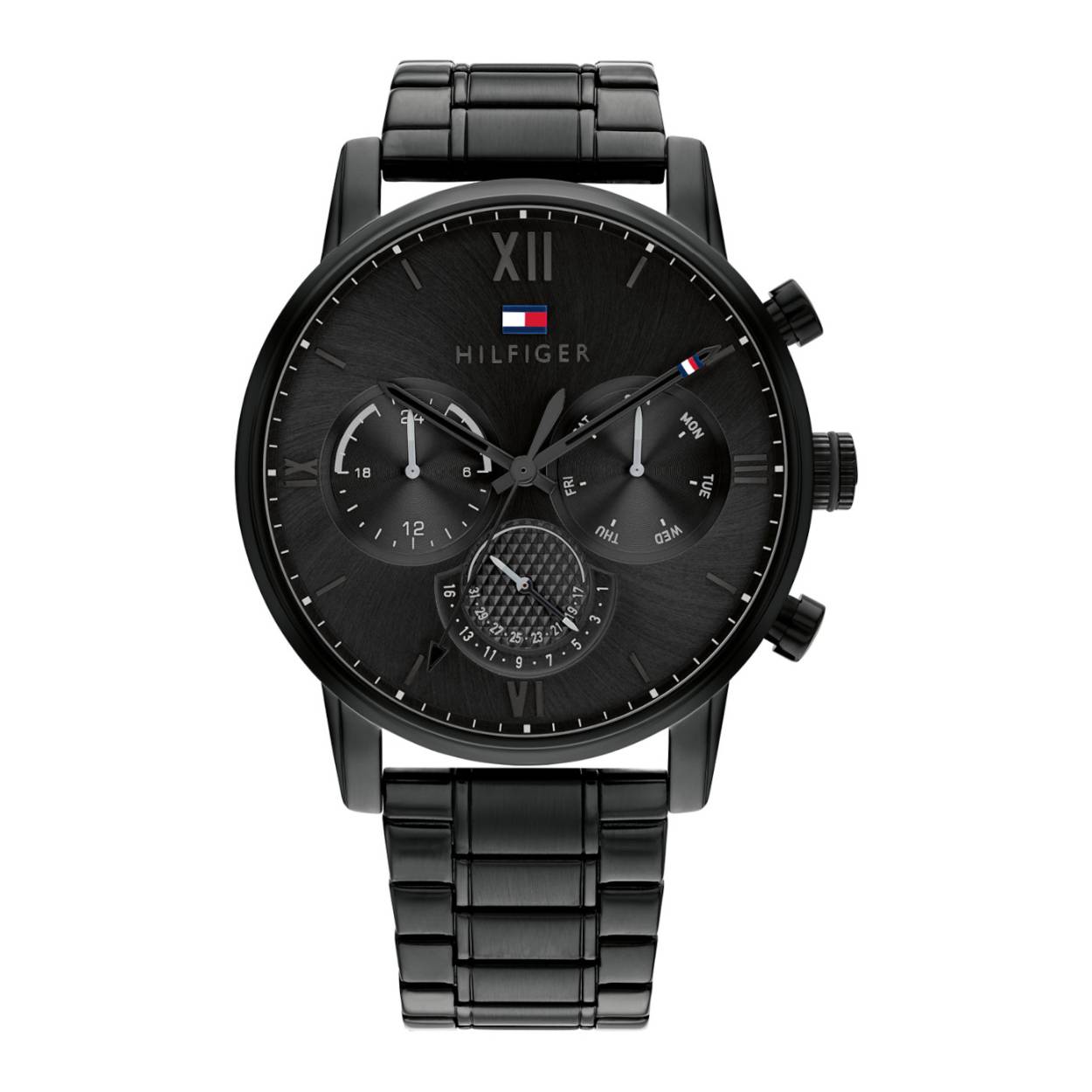 Dit is een herenhorloge van het merk Tommy Hilfiger uit de serie Sullivan. Met een horlogekast gemaakt van staal en een zwarte band van staal.