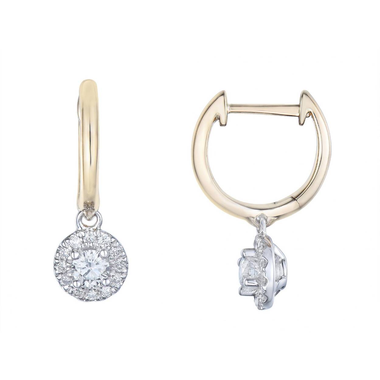 Oorringen geel en wit goud 18kt met diamanten.