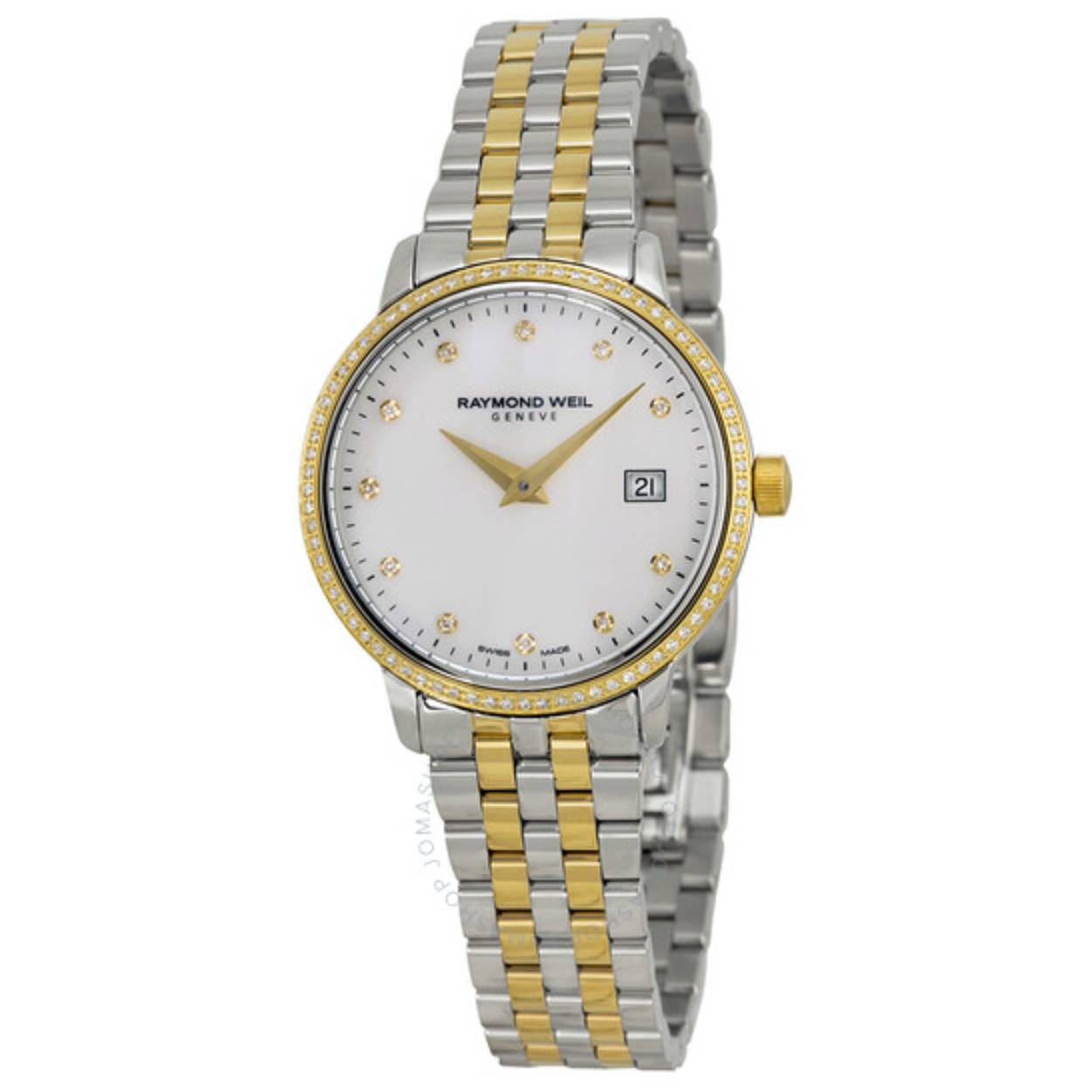 Raymond Weil horloge Toccata met diamanten en een parelmoer wijzerplaat