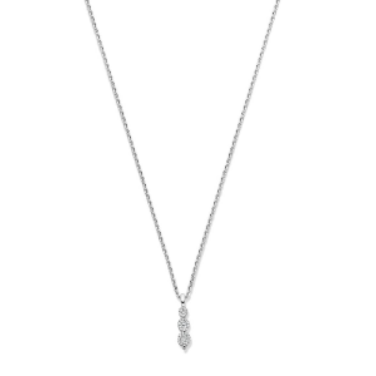 Gerhodineerd 925 zilveren collier uitgevoerd met zirkonia. Het collier heeft draaglengtes van 42-45cm.