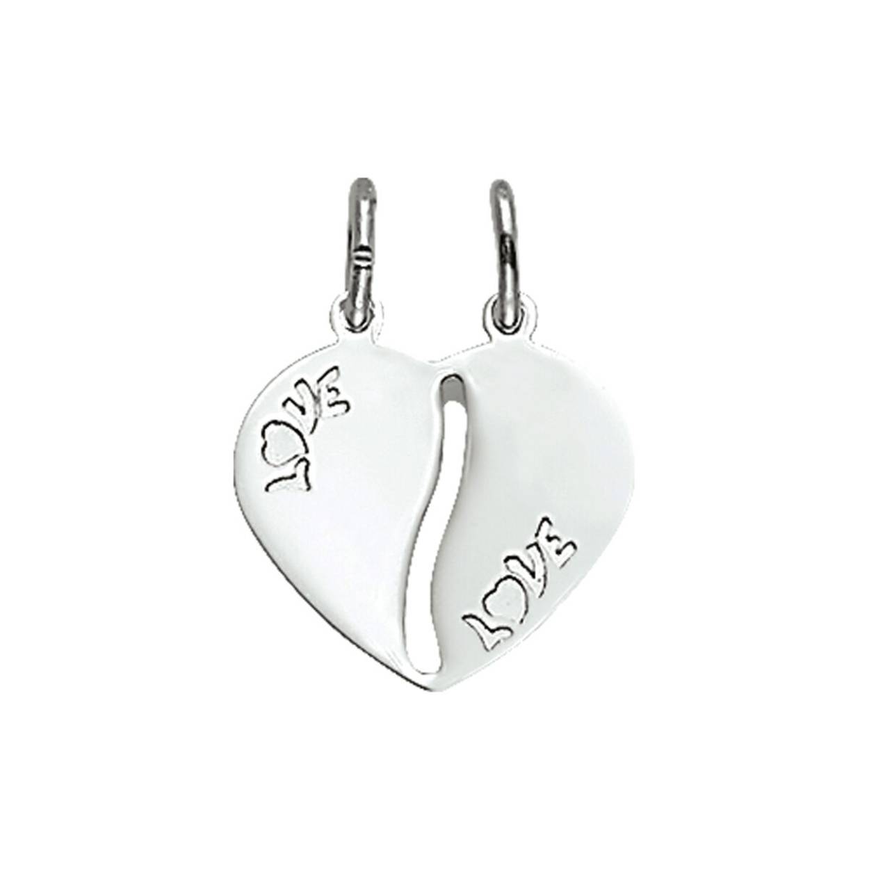 Zilveren graveer hanger breekhartjes love