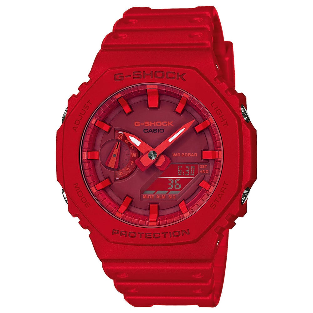 Casio horloge 2100-4AER heren digitaal kunststof 20 ATM 

Algemeen
Geslacht: heren
Model: 2100-4AER

Voordelen
- band plastic/silicone rood
- analoge en digitale tijdsweergave
- wijzerplaat rood
- draagcomfort door licht gewicht
- boven gem. waterdicht: zwemmen/duiken
- quartz
- maat kast 45.4mm (breedte) 11.8mm (dikte)