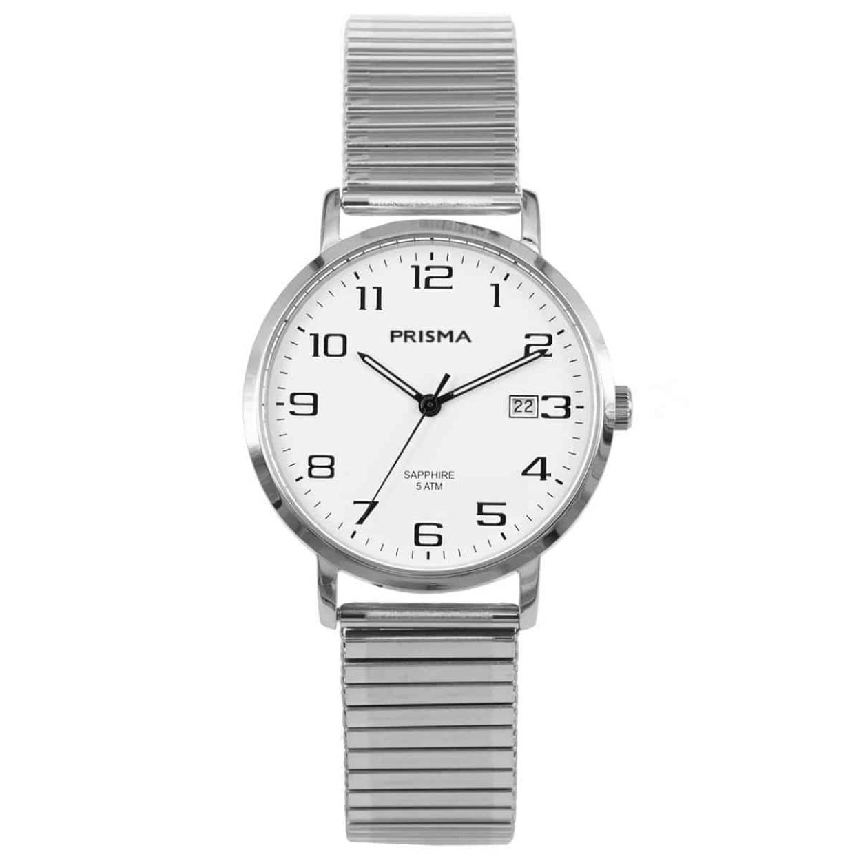 heren horloge van edelstaal met saffierglas en een rekband 10atm waterdicht