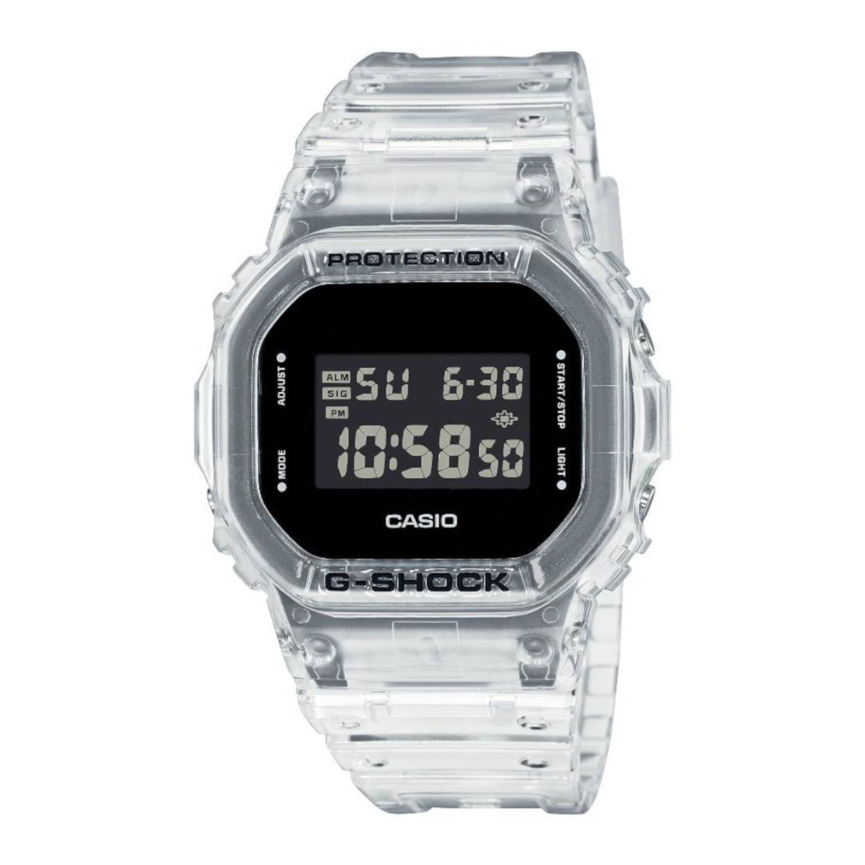 G-Shock horloge met kunststof band, transparant/zwart