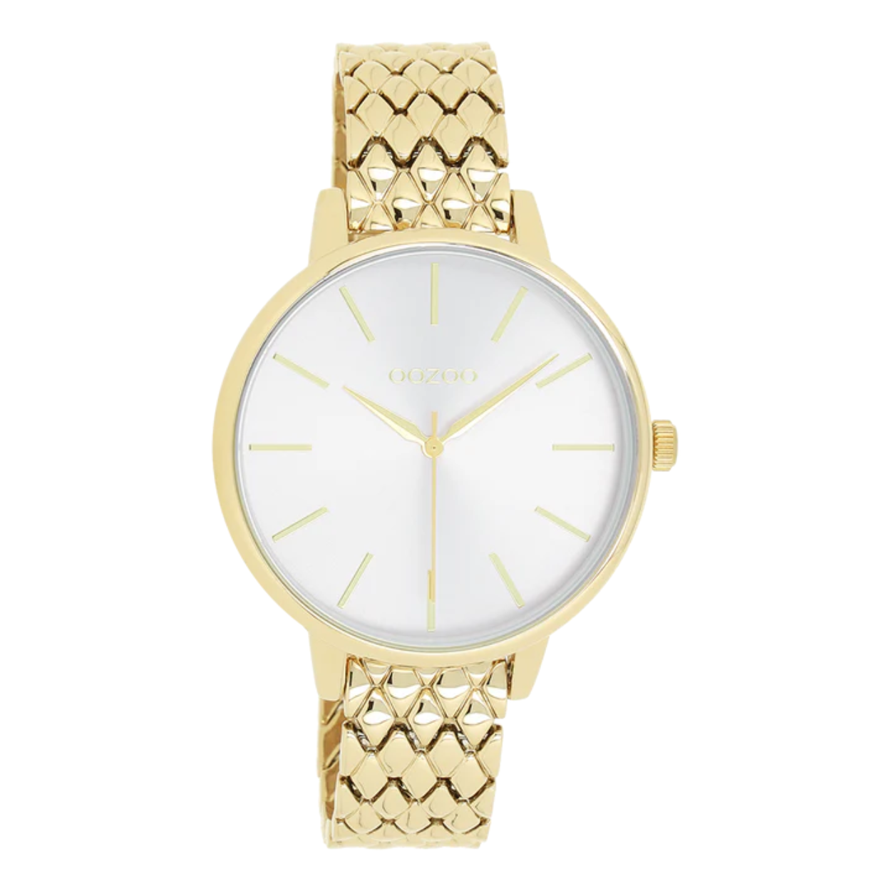GOUDKLEURIGE HORLOGE MET GOUDKLEURIGE ROESTVRIJSTALEN ARMBAND